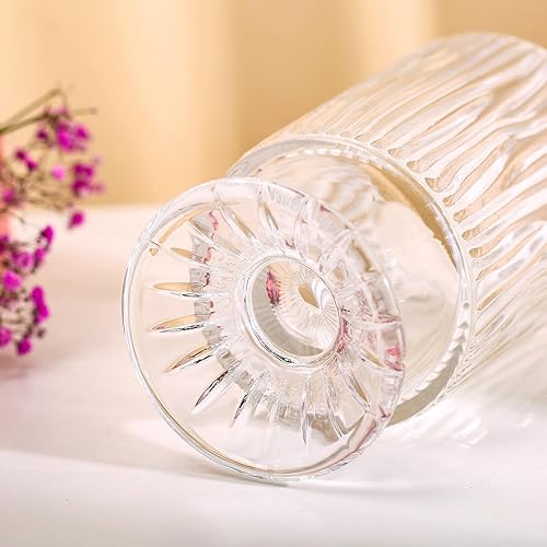 Miniatura 6 de Jarrón de cristal, florero de base grande en relieve, florero decorativo para el hogar, oficina, boda, fiesta, celebrar. Jarrón hidropónico verde