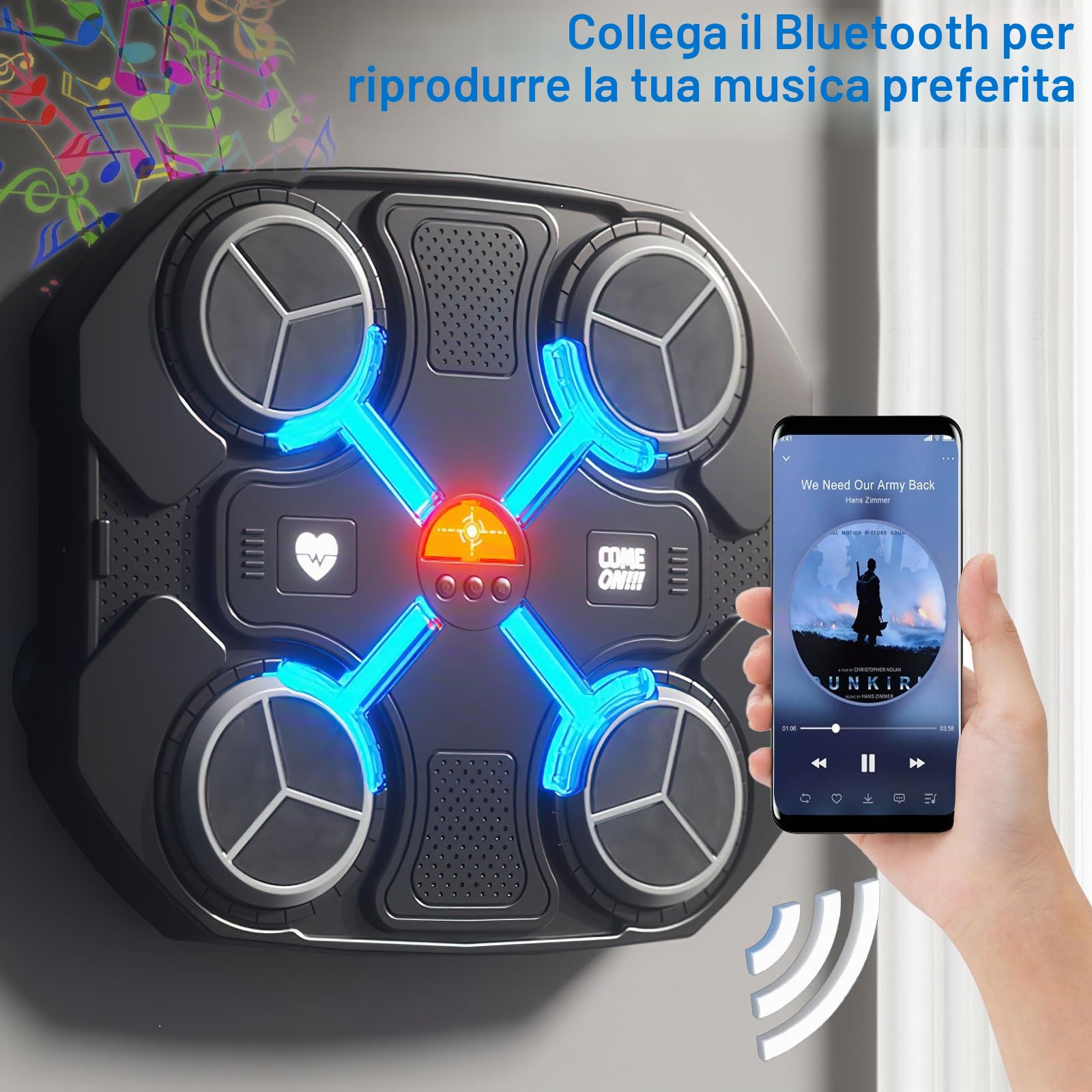 Macchina da Boxe Musicale per Bambini, Dispositivo di Allenamento per Boxe con Musica, Attrezzatura Elettronica per Boxe con Guantoni da Boxe per Bambini di 3+ Anni, Allenamento Domestico, Boxe da
