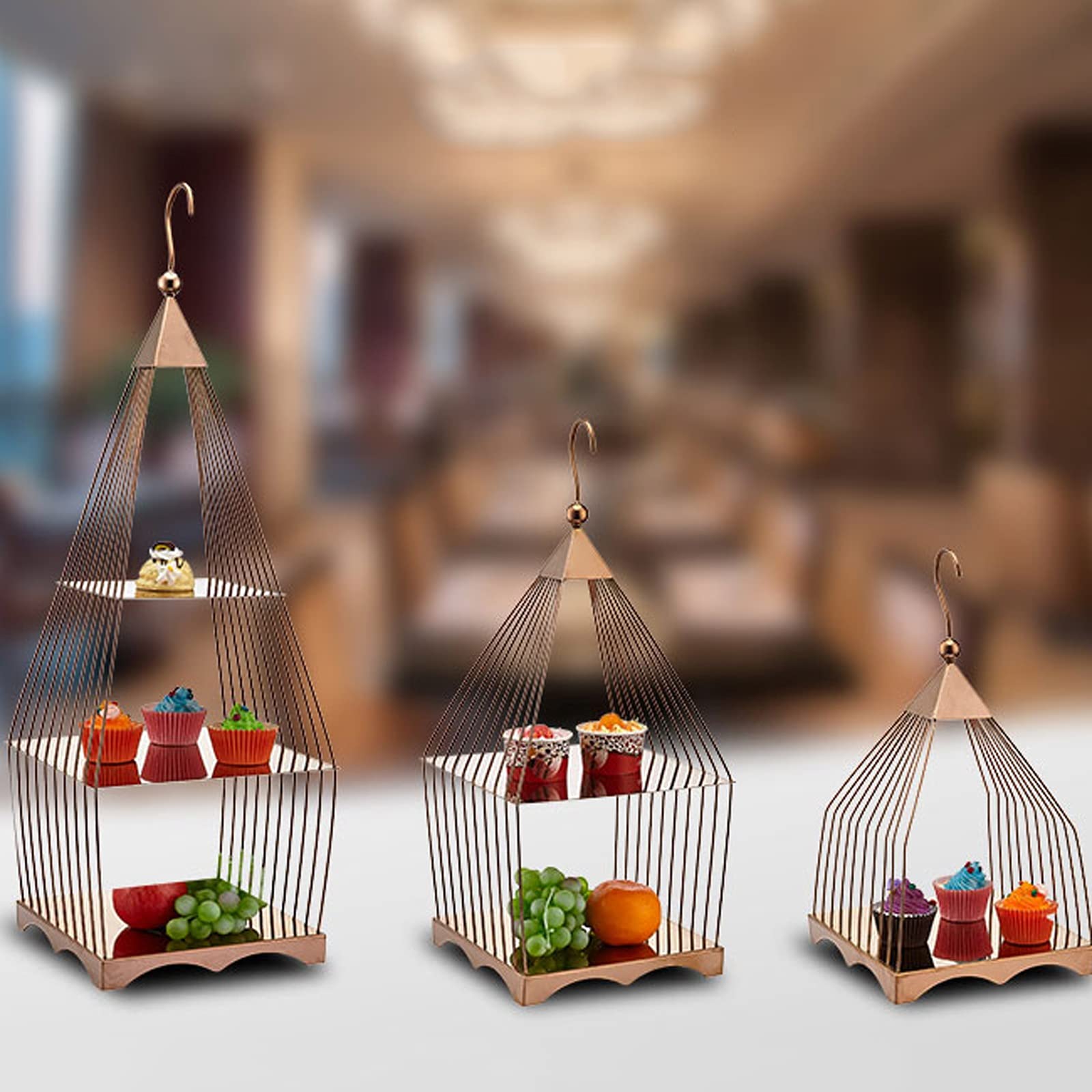 Wielowarstwowy kwadratowy stojak na babeczki ze stali nierdzewnej kreatywna taca do serwowania ciast na wesela, przyjęcia i desery elegancki dwupoziomowy design