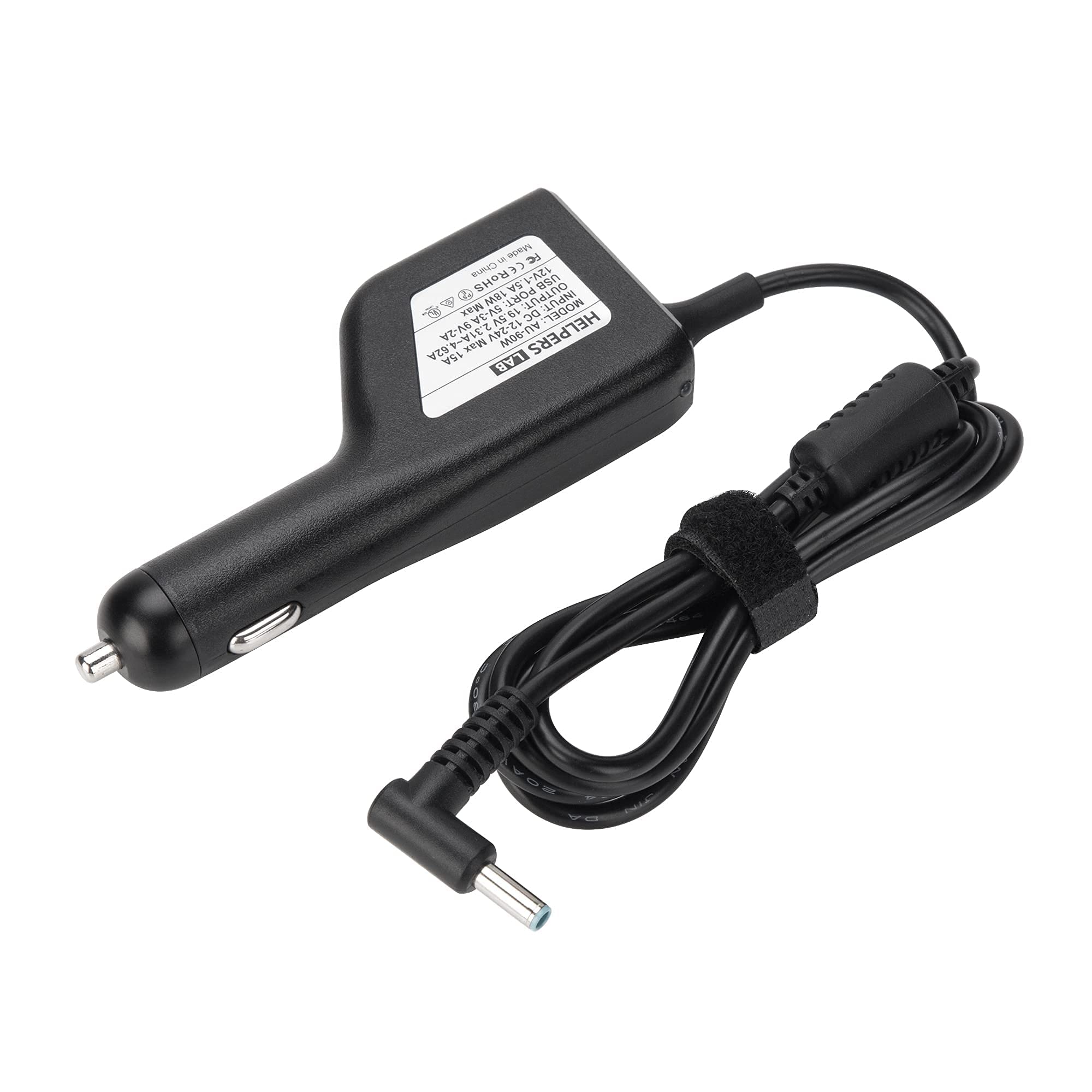 Alimentatore Caricabatterie da Auto per HP Laptop Envy4 Envy6 EliteBook TouchSmart Folio Pavilion Stream Spectre Zbook chromebook 19,5V 3,33A 65W Connettore Blu,con porta USB QC3.0
