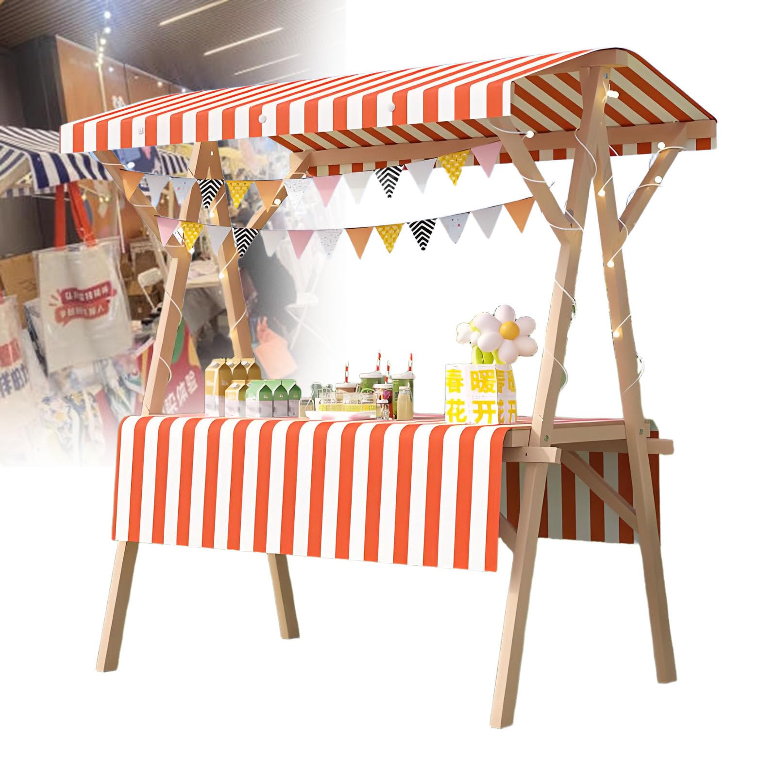 Genérico Carro de Camping Plegable, Carrito de Camping portátil, Carrito Plegable para Playa, jardín, Picnic, quiosco de Madera Plegable - Carrito Ligero con asa para mercados de Agricultores, ferias