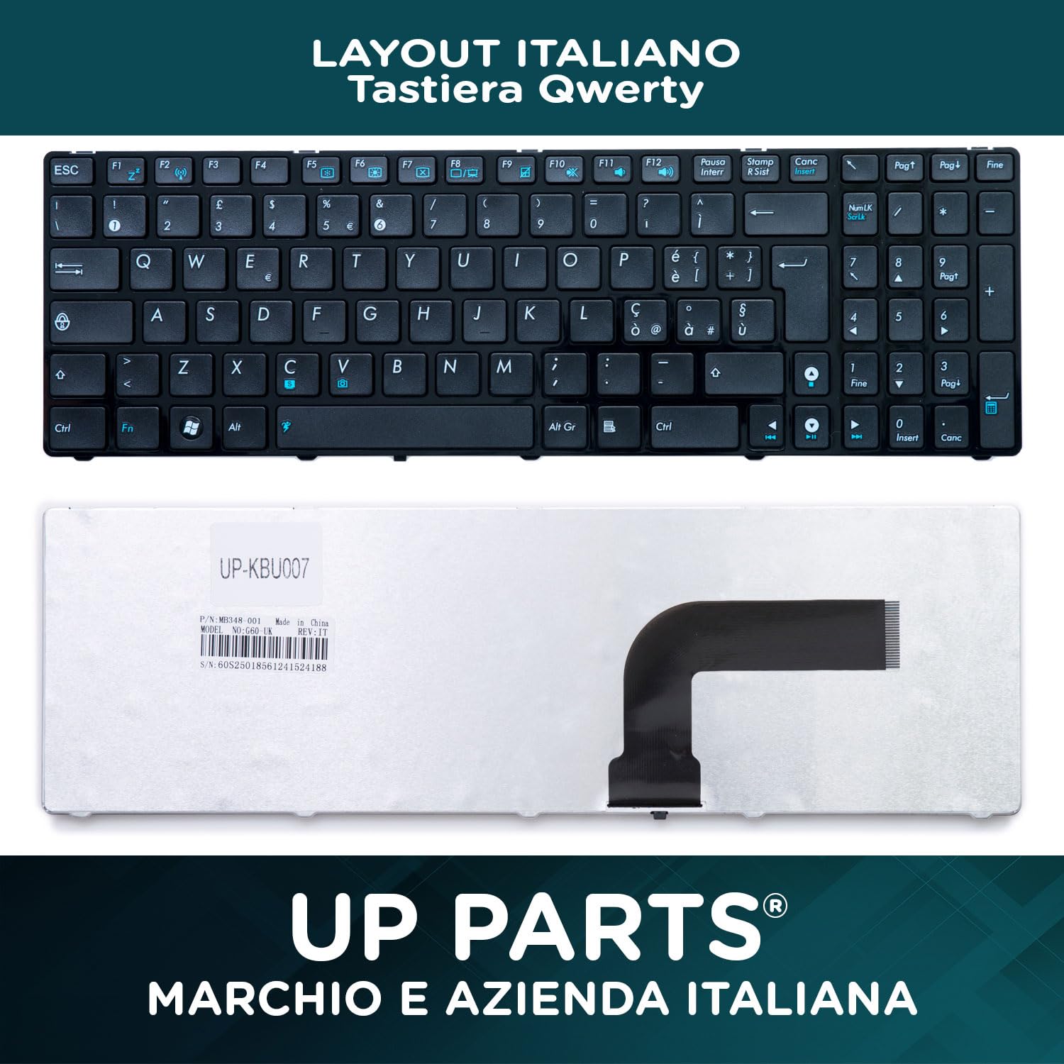 Tastiera Italiana Per Notebook ASUS 04GNV32KIT00 | Layout QWERTY Nero | Compatibile A52, K52, G73, X52 E Molti Altri