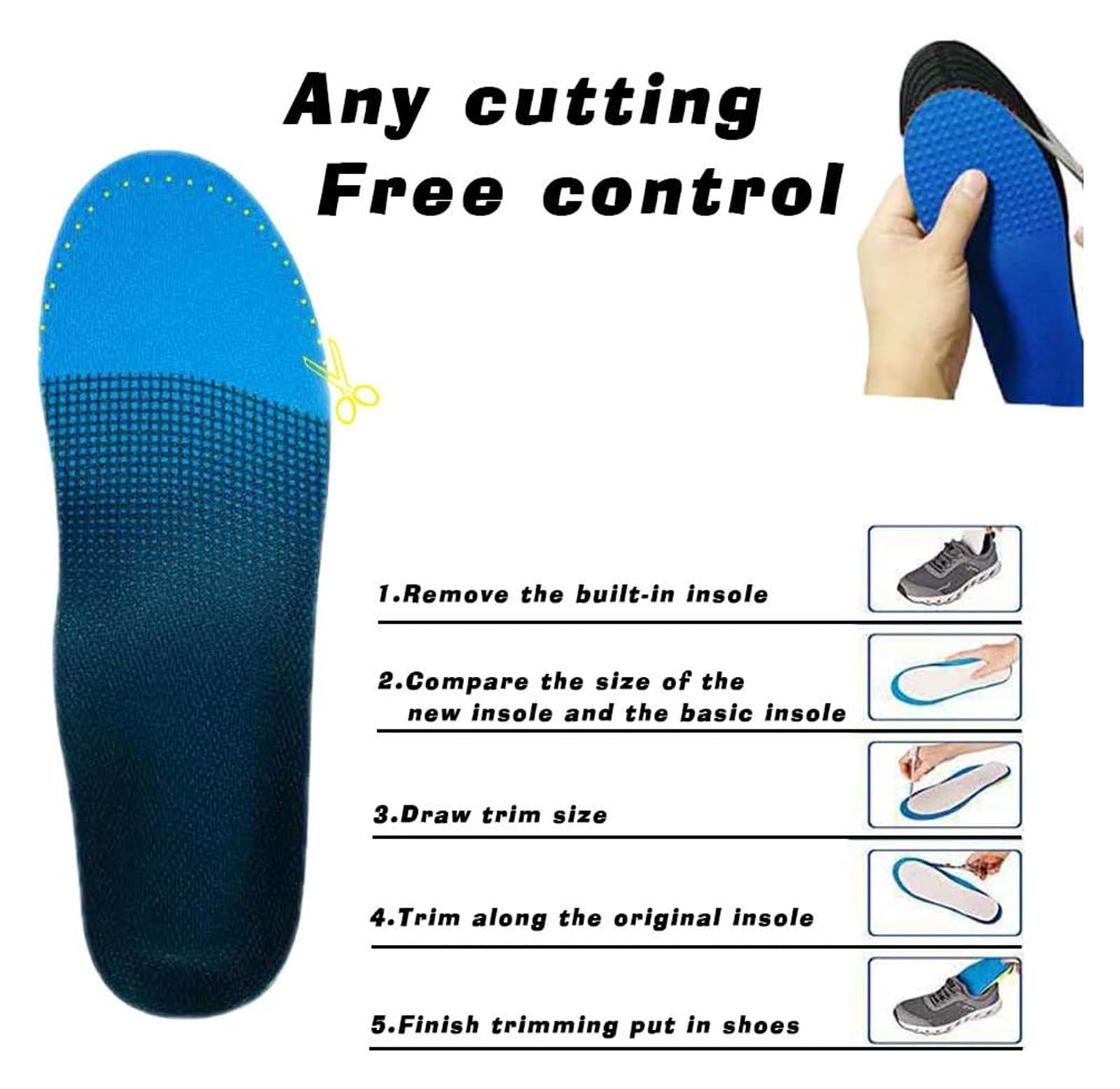 Inserti for fascite plantare, inserti ortotici a tutta lunghezza, solette di supporto for alto for iperpronazione, piedi piatti, speroni calcaneari e dolore ai piedi, donne e uomini che camminano e co