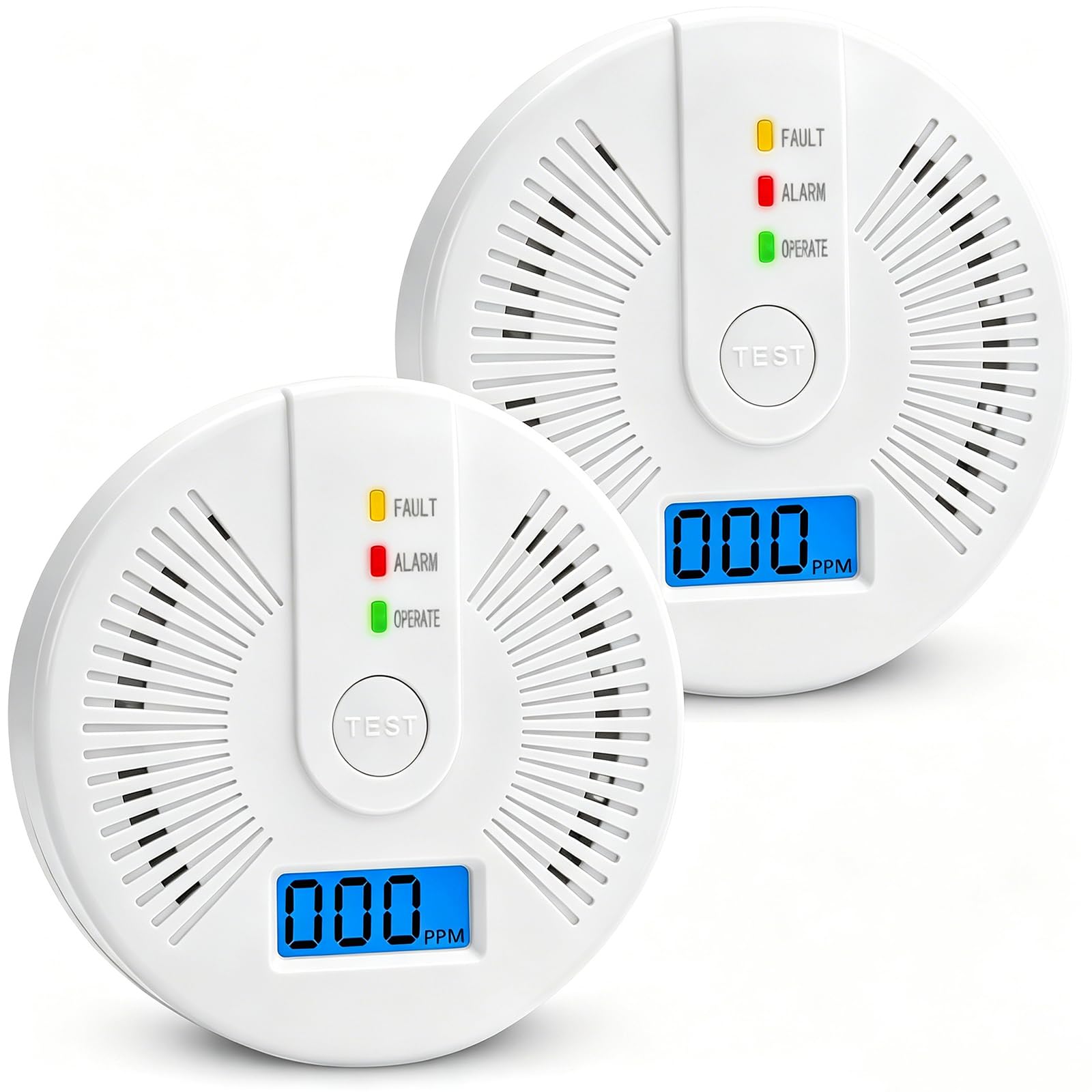 Carbon Monoxide Detector,Carbon Monoxide Alarm With LED display, CO Alarms Monitor for Home Safety,Comply with EN50291 Standard (AA Battery NOT Included) (white)