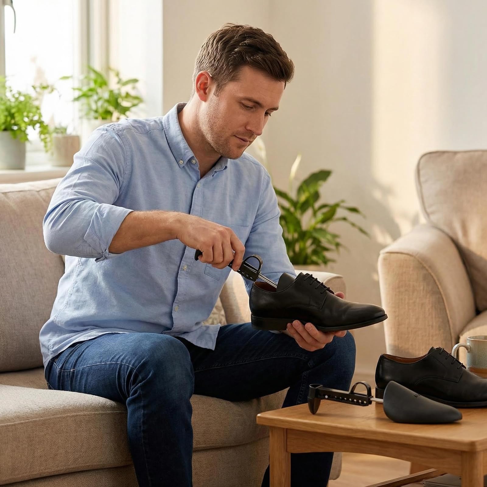 2 pares de plástico práctico de longitud ajustable para hombre, formador de árbol de zapatos, soporte para botas, forma de zapato, plástico para zapatos, tacones, zapatillas de deporte