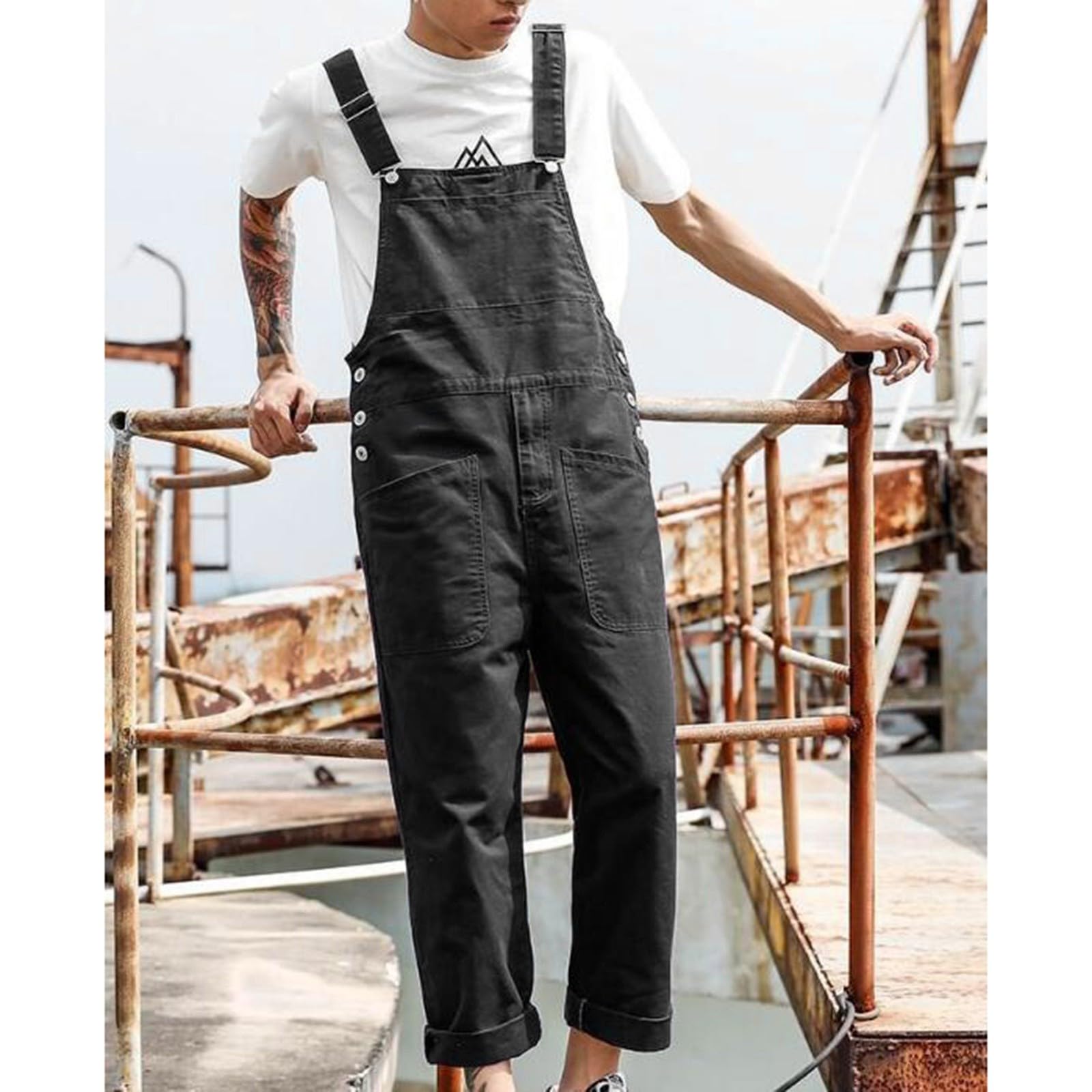 Generisch Peto largo con bolsillos multifunción, ropa de trabajo para artesanos, albañiles, techadores, carpinteros, electricistas y muchos otros petos para hombre, pantalones de trabajo, pantalones