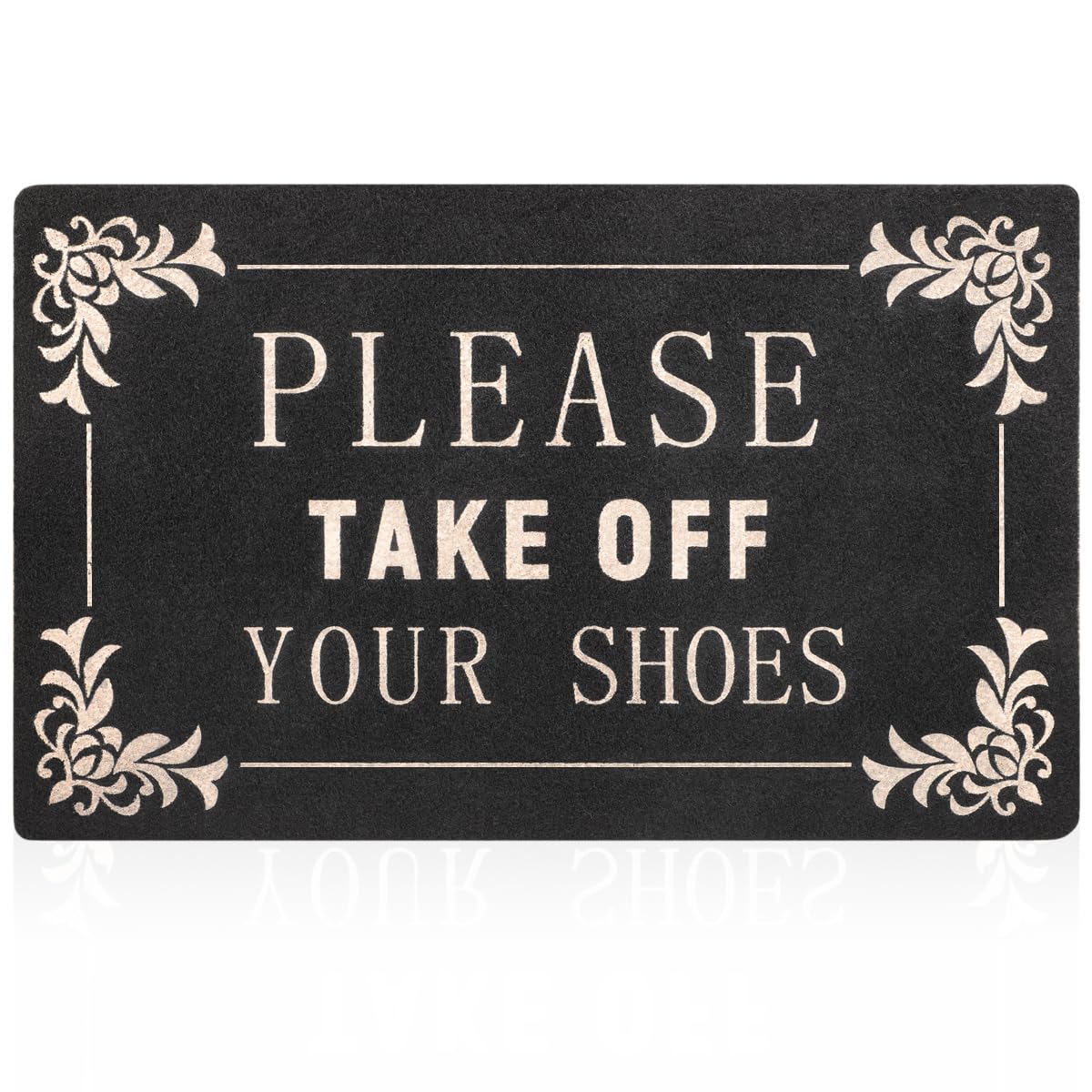 AOAOPQ Welcome Outdoor Entryway Please Take Off you shoes Mat for Front Door with Rubber Backing Doormats Indoor MatsPolystyrene Non Slip Natural Black