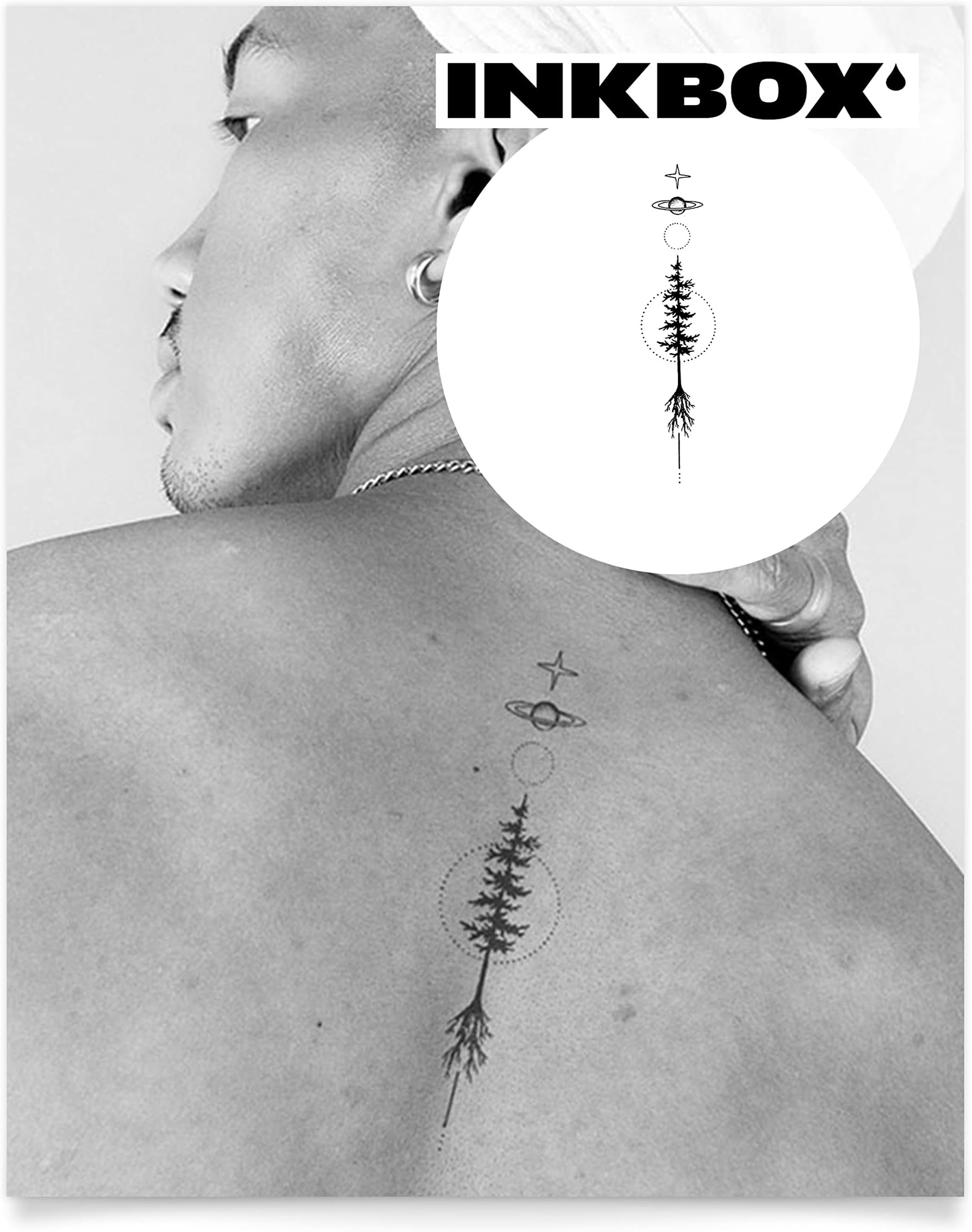 Inkbox Temporary Tattoos, Semi-Permanent Tattoo, One Premium Easy Long Lasting, Waterproof Temp Tattoo with For Now Ink - Lasts 1-2 Weeks, Young Sapling, 7 x 2 in