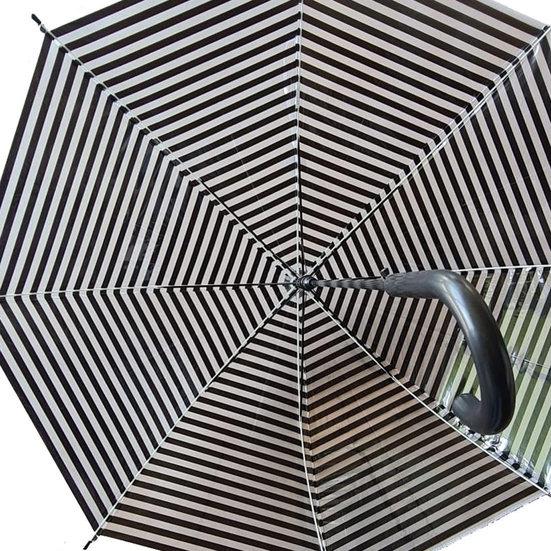 GALLOTTI Grand parapluie de pluie à ouverture automatique, transparent, résistant 82 cm, rayé Nero