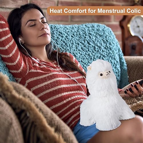 Miniatura 4 de SuzziPals Animales de peluche de llama de alpaca, almohadillas térmicas para calambres, ansiedad y alivio del estrés, animales de peluche de alpaca,