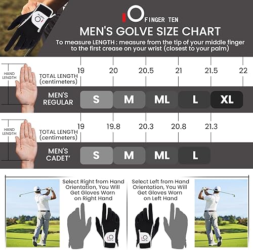 Miniatura 6 de FINGER TEN Guantes de golf para hombre, mano derecha e izquierda, RainGrip, para climas cálidos y húmedos, pack de 6 unidades, para todo tipo de