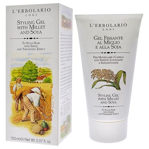 Miniatura 4 de L'Erbolario Gel de peinado de mijo y soja, proporciona nutrición y brillo, efecto espesante, rico gel cremoso, da forma a cualquier tipo de peinado,