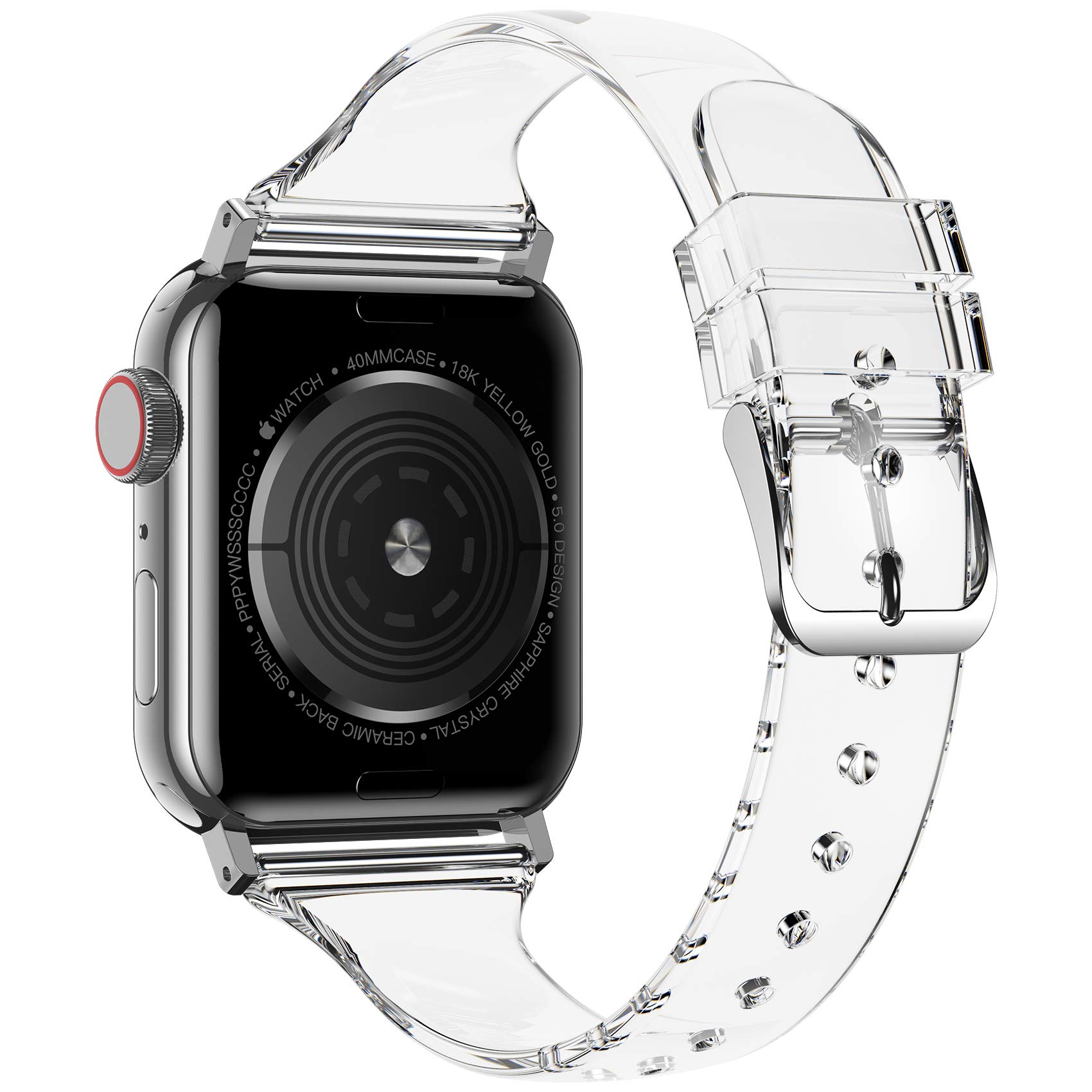 baozaiCompatible with Apple Watch Band 38mm 40mm 42mm 44mm, Glitter Clear Soft Slim Thin Narrow Silicone Band for iWatch SE Series 6 Series 5/4/3/2/1 Women