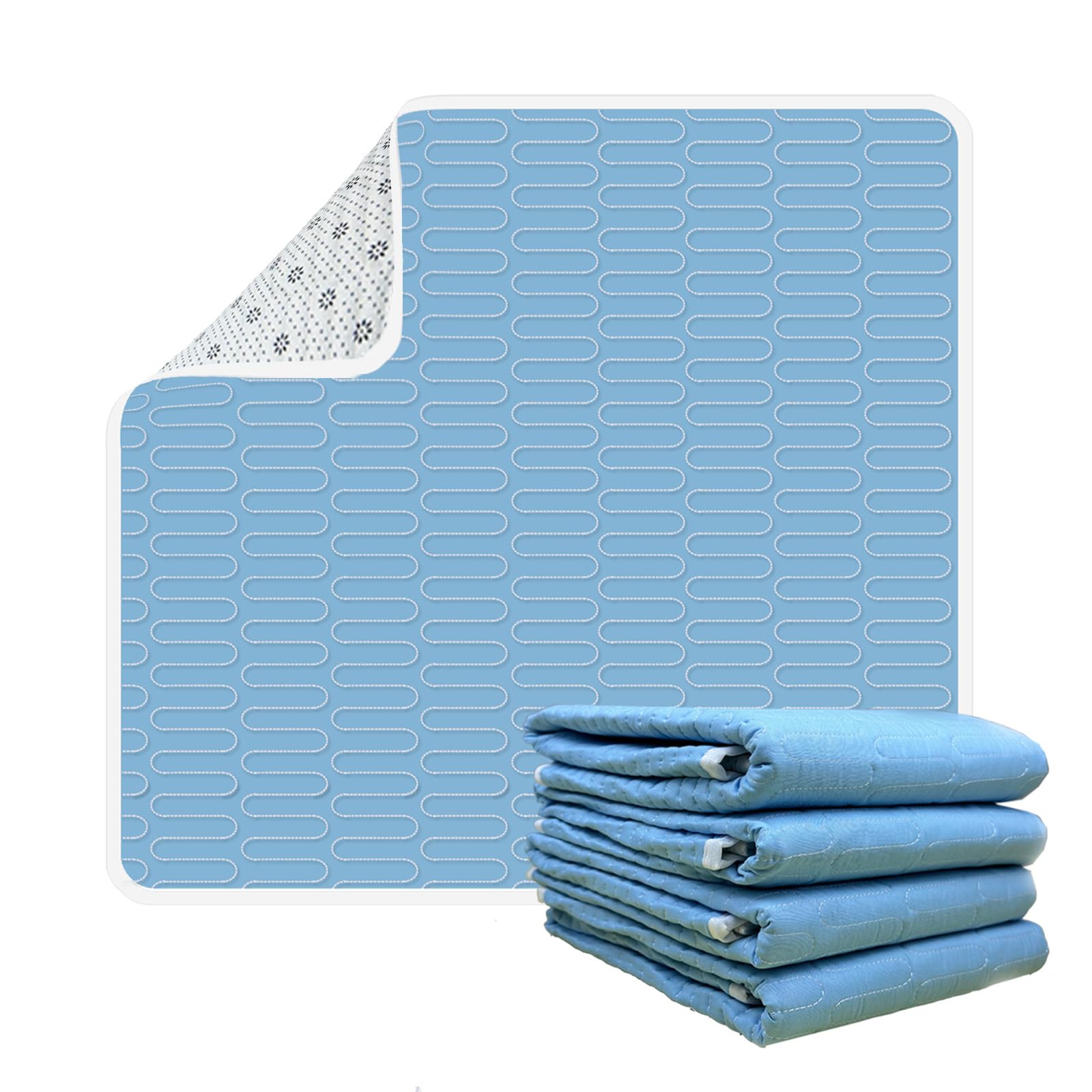 Metclarinda Blue 4 Pack Incontinence Bed Pads - 34"X36", Washable And Reusable Waterproof Mattress Pad, Pee Pads For Adults, Kids, Elderly, And Pets