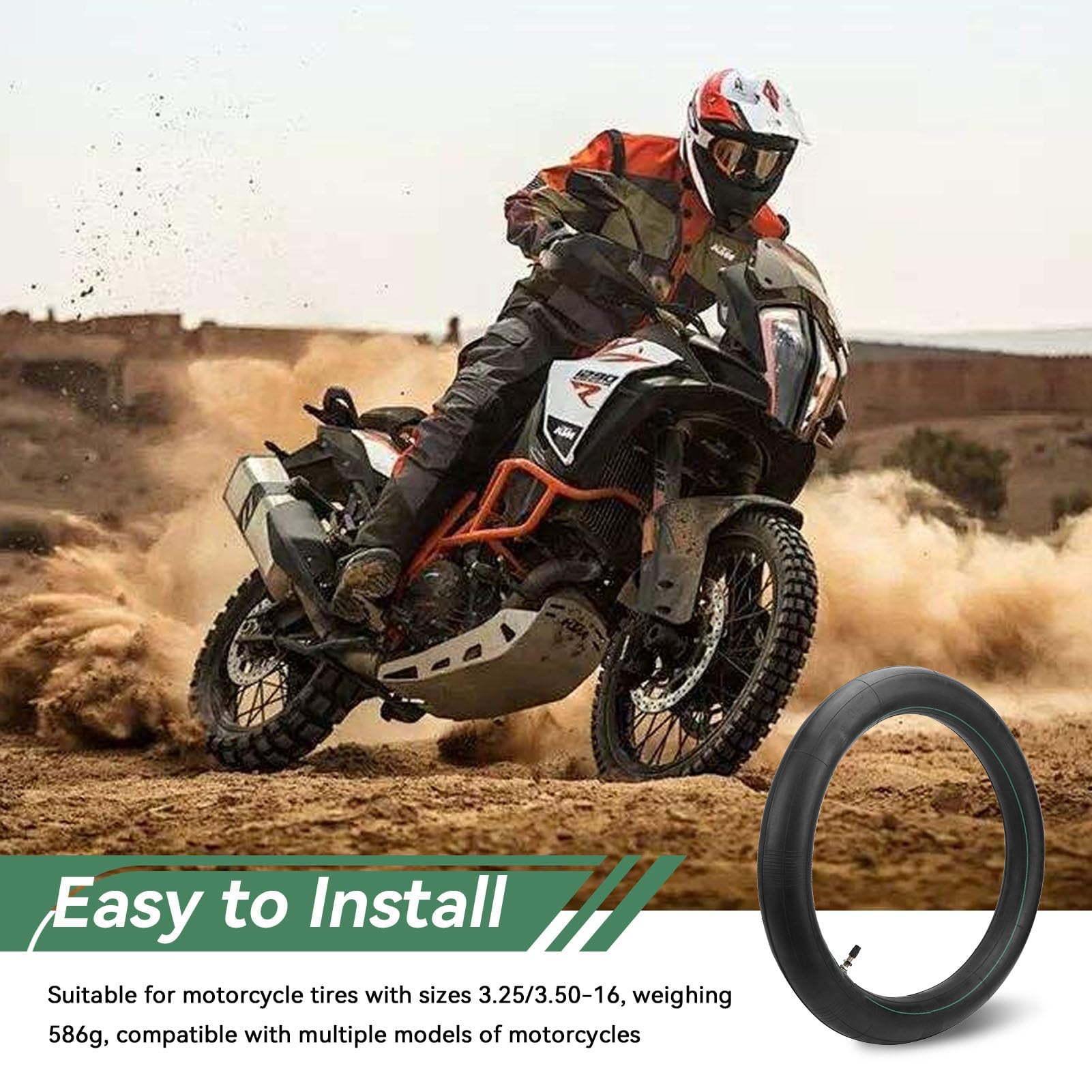 Chambre à air pour Moto, 3,25/3,50-16 Chambres à air Caoutchouc butyle Renforcer pneus intérieurs Accessoires Motos Pneus Roues Chambres à Air Valve pour Motos Tout-Terrain, Motos