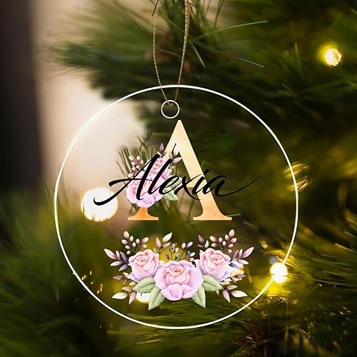 Miniatura 1 de Adornos de Navidad personalizados con imagen y texto para Navidad 2023, regalo de decoración de árbol de Navidad acrílico personalizado para niños,