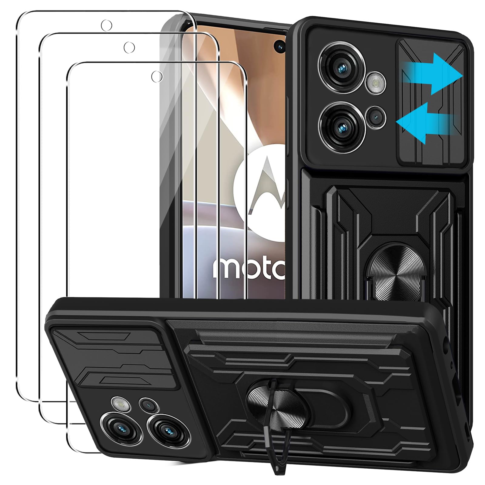 GIOPUEY [3 Pezzi Vetro Temperato Compatibile con Motorola Moto G73, Vetro ad Alta Trasmittanza, Resistente ai Graffi, Protezione Totale, Pellicola Prottetiva per Motorola Moto G73