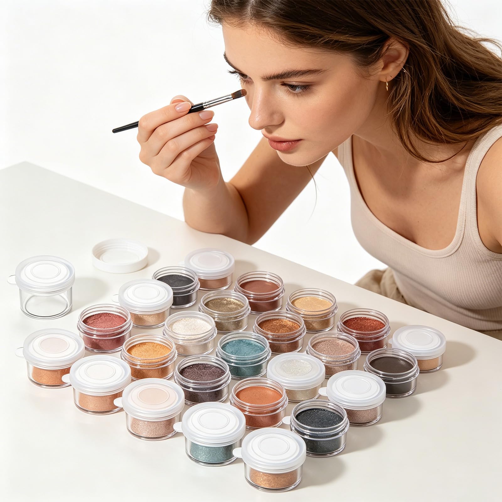 25/50 vasos pequeños de pintura de plastómero transparente con tapas de rosca de 10 ml para almacenamiento de pintura acrílica, acuarela, pinturas al óleo, suministros de arte