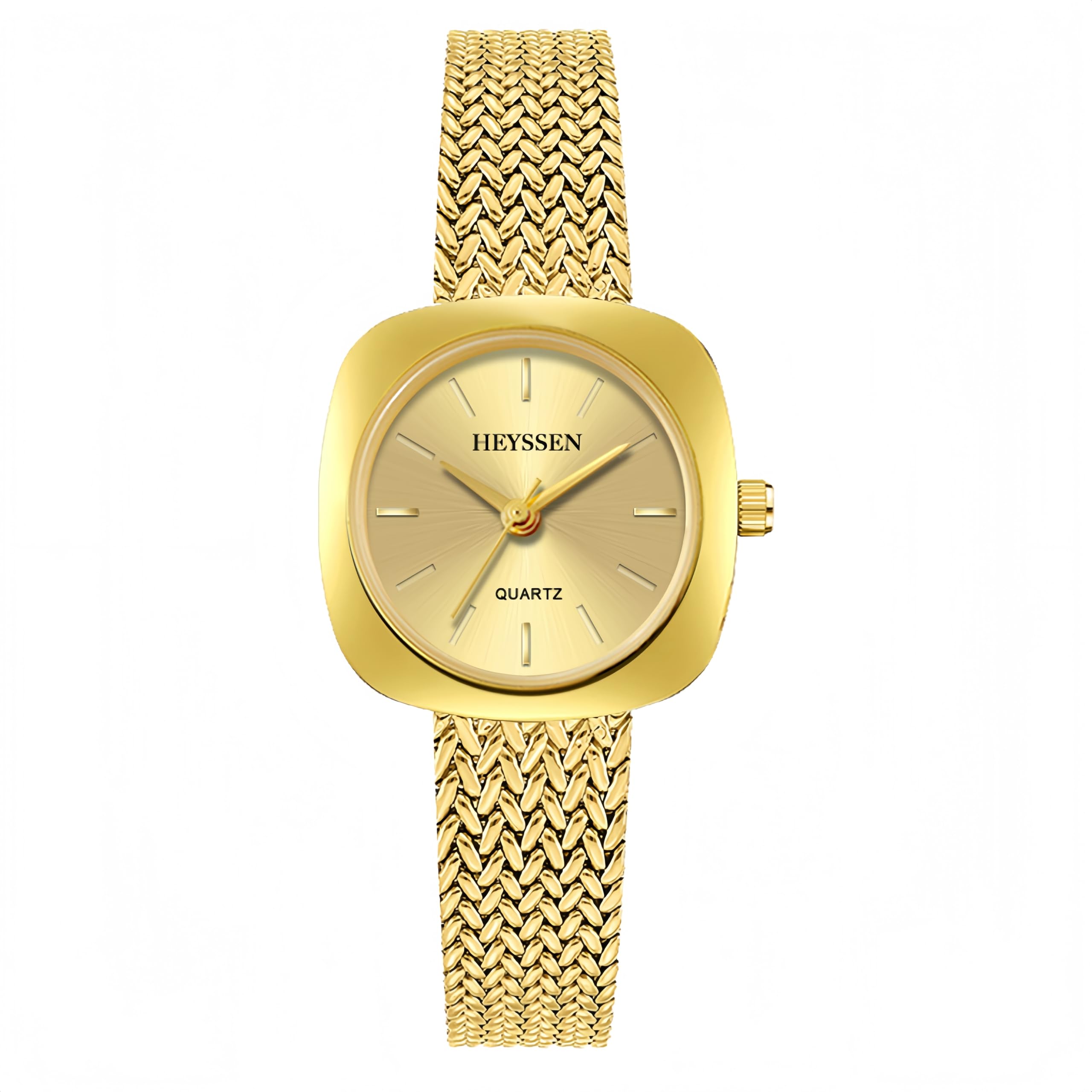 Heyssen Gold Watches for Women Dainty Ladies Small Wrist Watch with Adjustable Stainless Steel Band Casual Fashion Analog Bracelet Square Quartz Waterproof Vintage Silver Gifts for Women