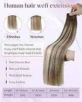 Vista 126 de LaaVoo Extensiones de cabello humano real para coser, extensiones de cabello humano de doble trama, color negro azabache, 18 pulgadas, 3.53 onzas