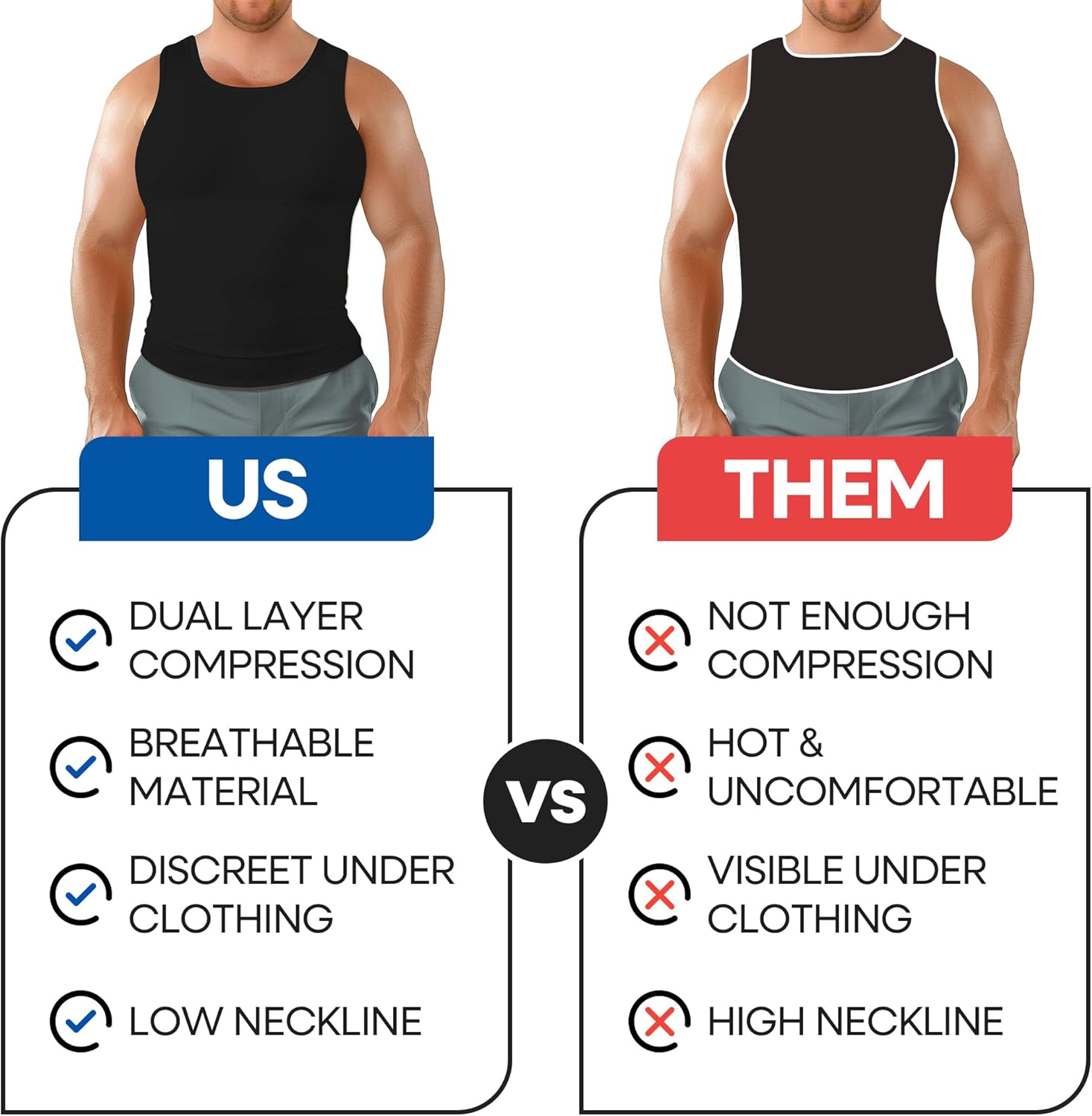 ARMSTRONG AMERICA Compression Shirt for Men | Gynecomastia Compression Tank Top Men | Mens Shapewear Compression Shirts - Image 8