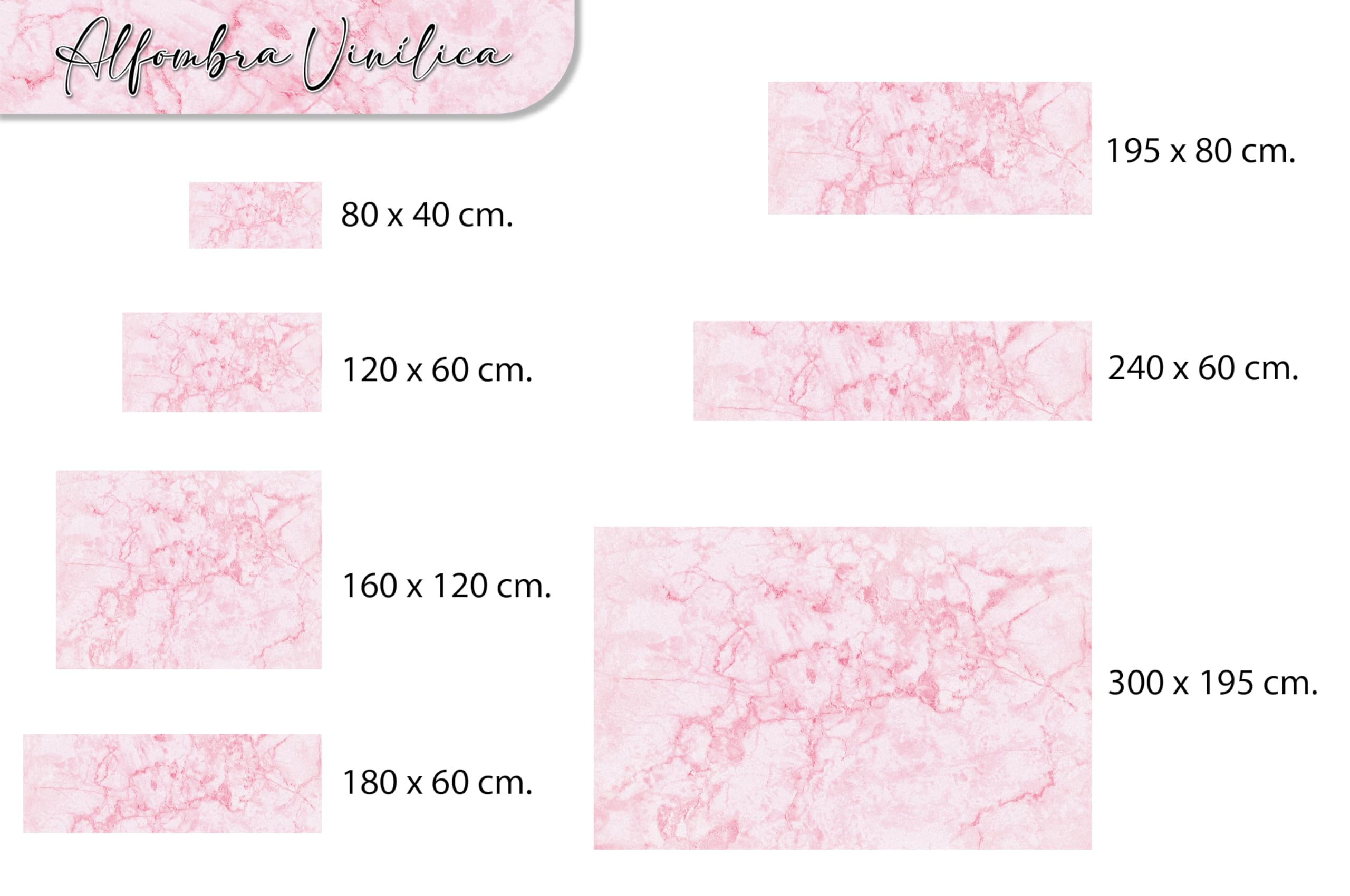 Alfombra Vinilica Rosa Cocina Lavable Antideslizante | Marm 300x195 cm