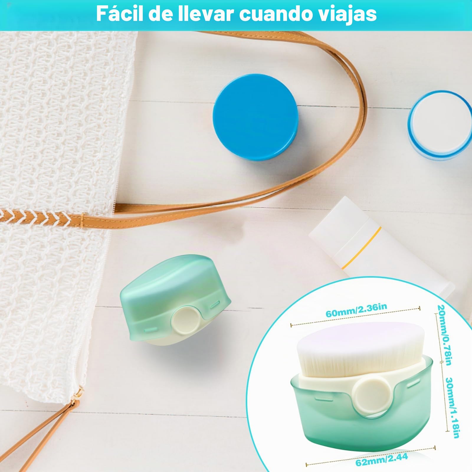 2 cepillos de protección solar y aplicador de loción para niños con tapas protectoras, cepillo de crema solar para viajes al aire libre (verde)