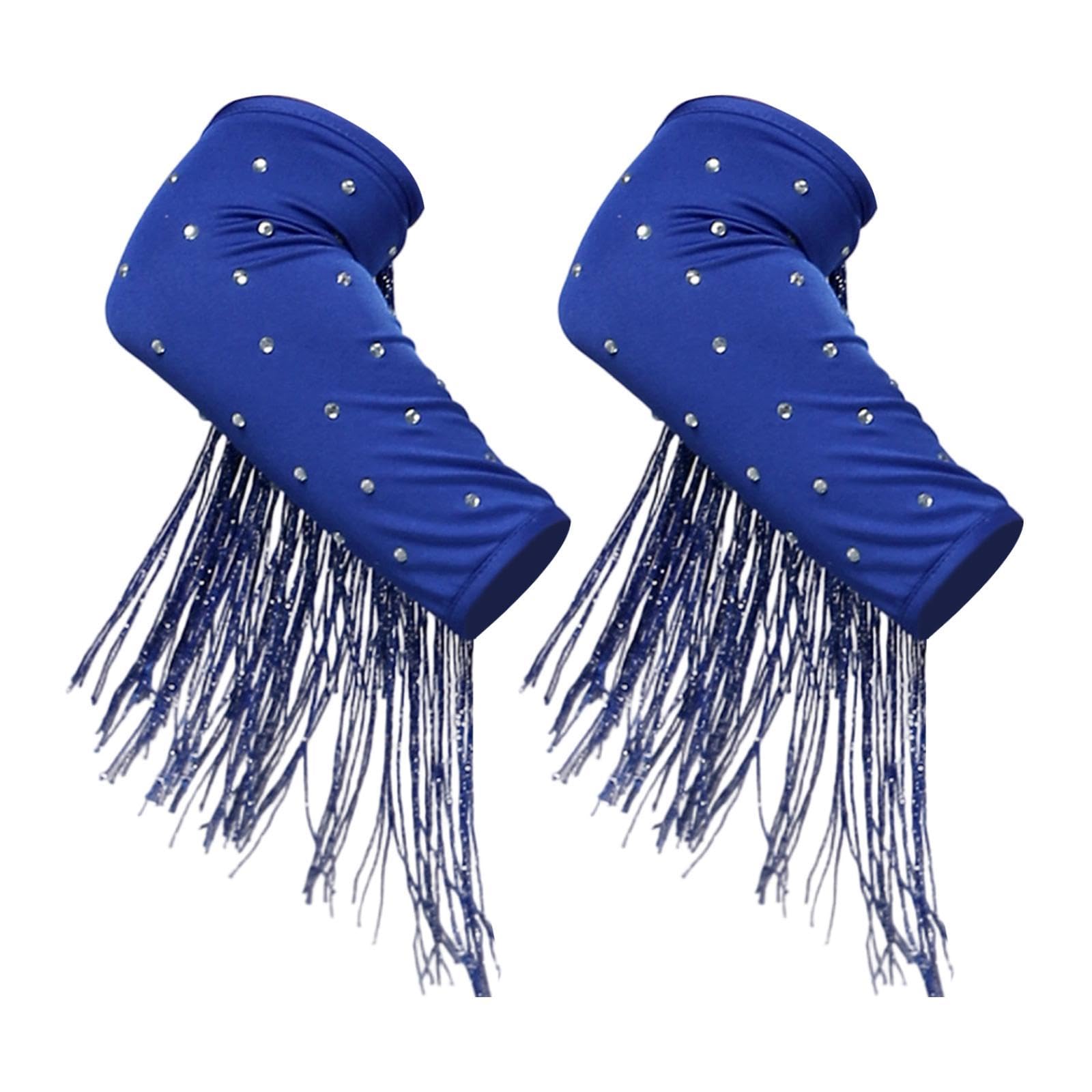 NIVAA 1 Pair Latin Dance Arm Sleeves Comfortable Shiny Practice Durability Sparkly Blue-picture-16