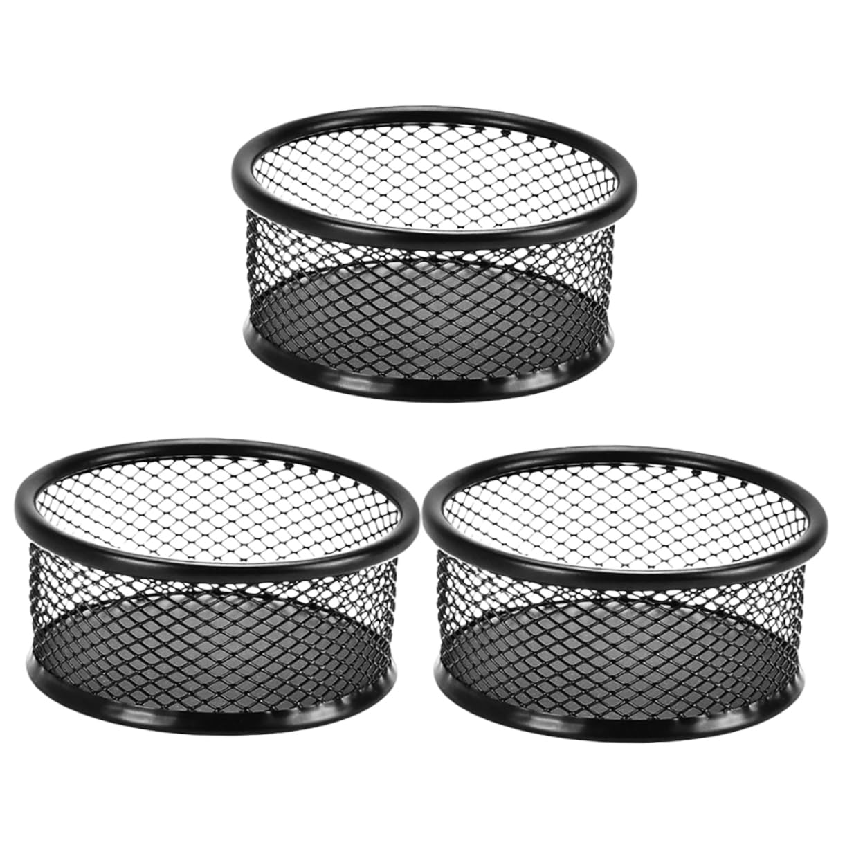 OKUMEYR Round Paper Clip Cylinder for Desk Binder Clip Holder Mesh Organizer Black