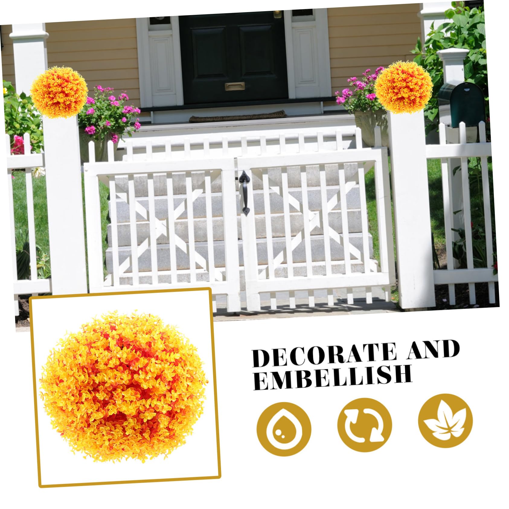 iplusmile Bola Topiaria De Hojas De Eucalipto Artificiales Decorativas 35 Cm Naranja Ligera para Interiores y Exteriores Adecuado para Decoración De Jardín y Eventos