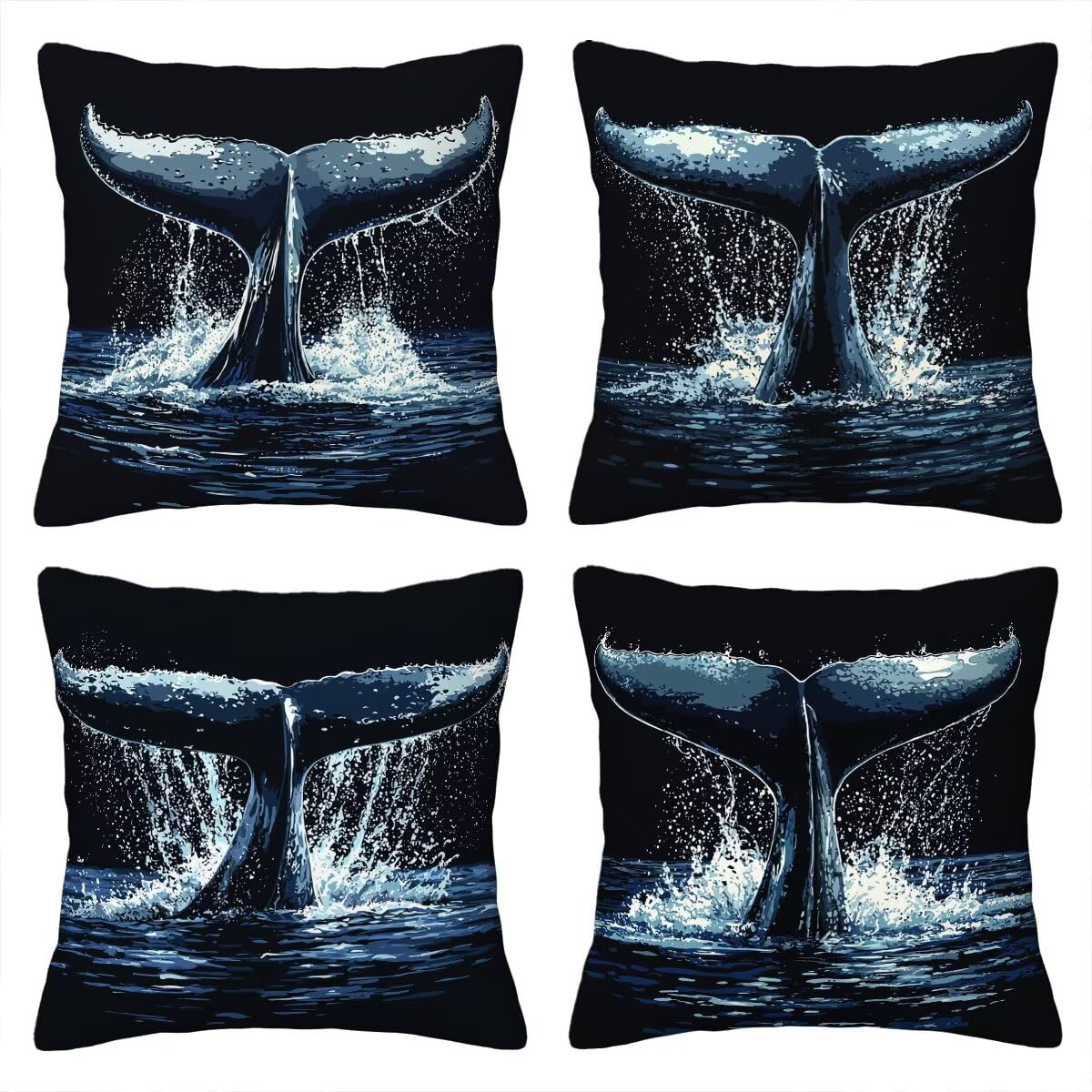 Housse de coussin 55x55 cm noir lot de 4 moderne taie oreiller canape salon