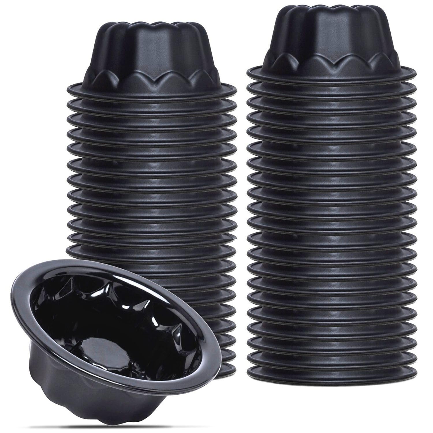 Paquete de 50 mini moldes de silicona de 4 pulgadas para mini moldes de flan para hornear y hornear, molde reutilizable para hornear pasteles de calabaza, gelatina, brownies, apto para horno y