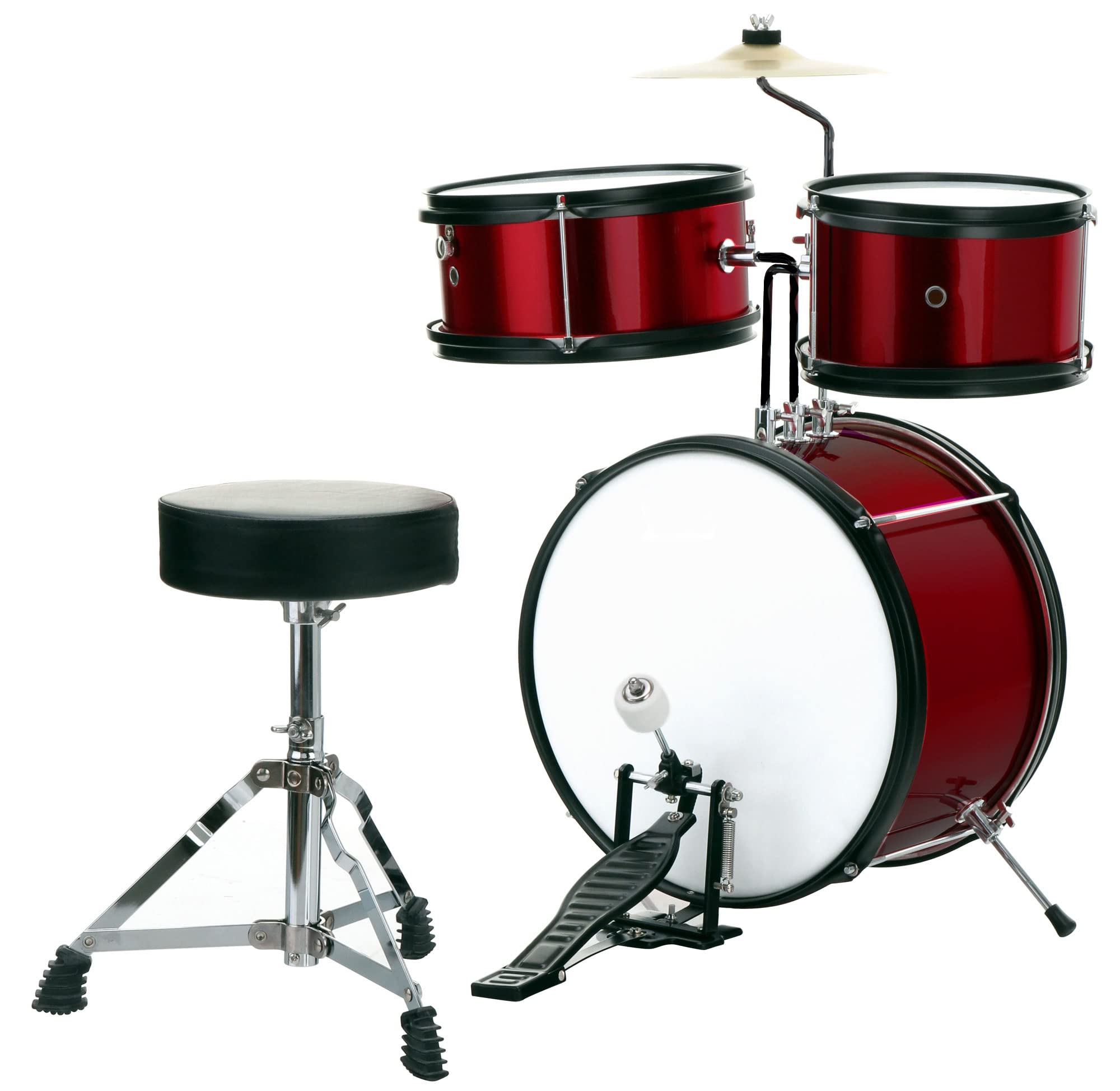 ROCKSTAR MUSIC - Batería Infantil de Madera para Jóvenes Músicos GC1043BWR Kit Completo de Percusión, Calidad Sonora Excepcional, Diseño Ergonómico - Incluye Asiento, Pedal de Bombo, Baquetas