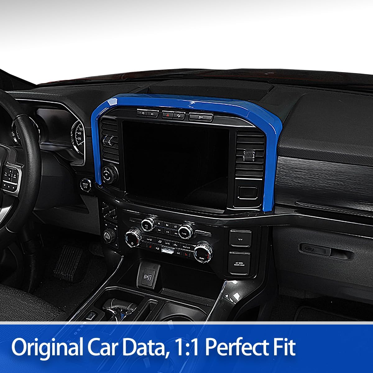 GZXinWei Blue Interior Trim Center Console Screen Frame Panel Sticker Accessories for Ford F150 2021 2022 2023 2024 2025 2026