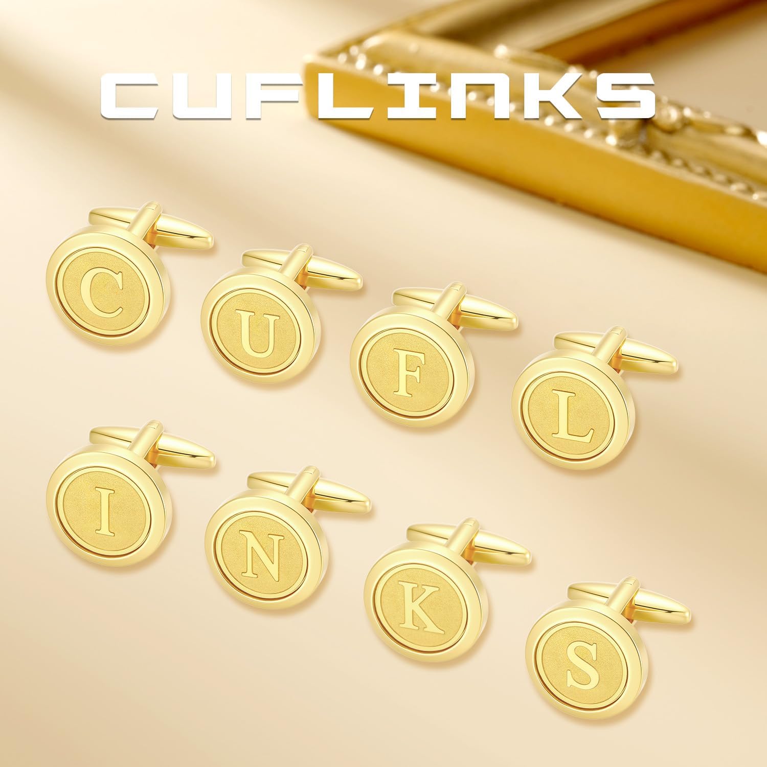 GWD Initial Cufflinks for Men Classic Cuff links Mens Letter Shirts CuffLinks Wedding Gift - Image 4