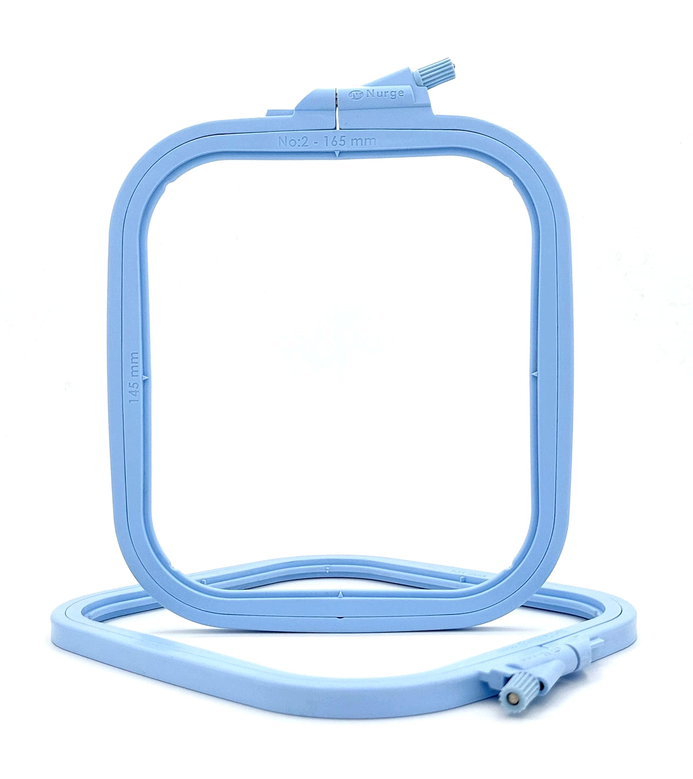Nurge Square Embroidery Hoop - Plastic Cross Stitch Frame for Needlepoint & Embroidery - Adjustable Craft Hoop - Blue - No:2 (Small)