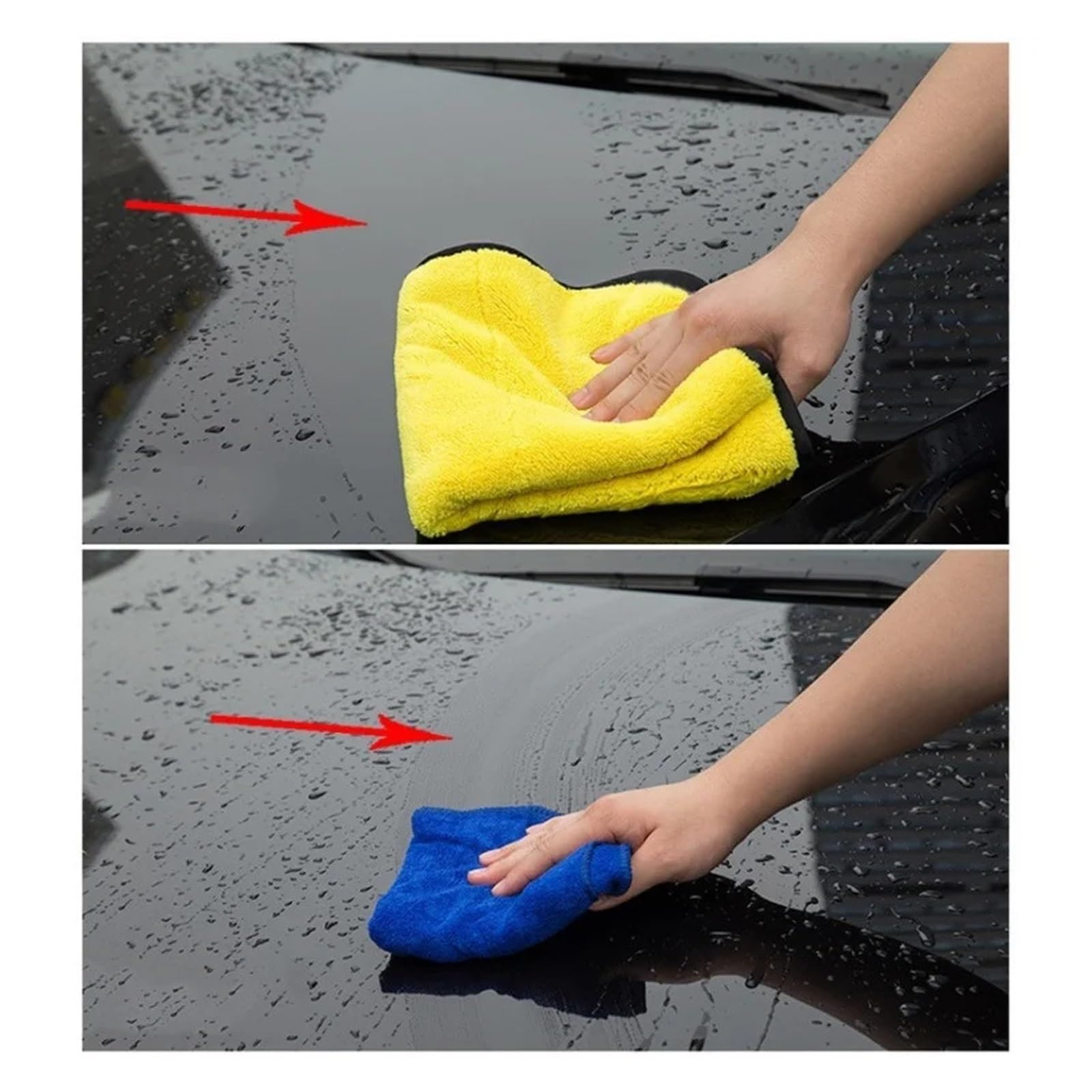 10Pcs Car Care Cleaning Cloths Microfiber Thicken Soft Drying Cloth Body Washing Towels Double Layer Clean Rags Polishing — view 3