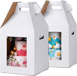 Cake Boxes with Window, Tall Cake Box | 10pcs 10x10x12 inch Cake Box, Cake Boxes 10 inch, 10 inch Cake Box, 10x10 Cake Box...