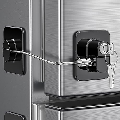 Paquete de 1 cerradura de puerta de refrigerador, cerradura de puerta de refrigerador a prueba de niños para congelador de cocina, armarios y