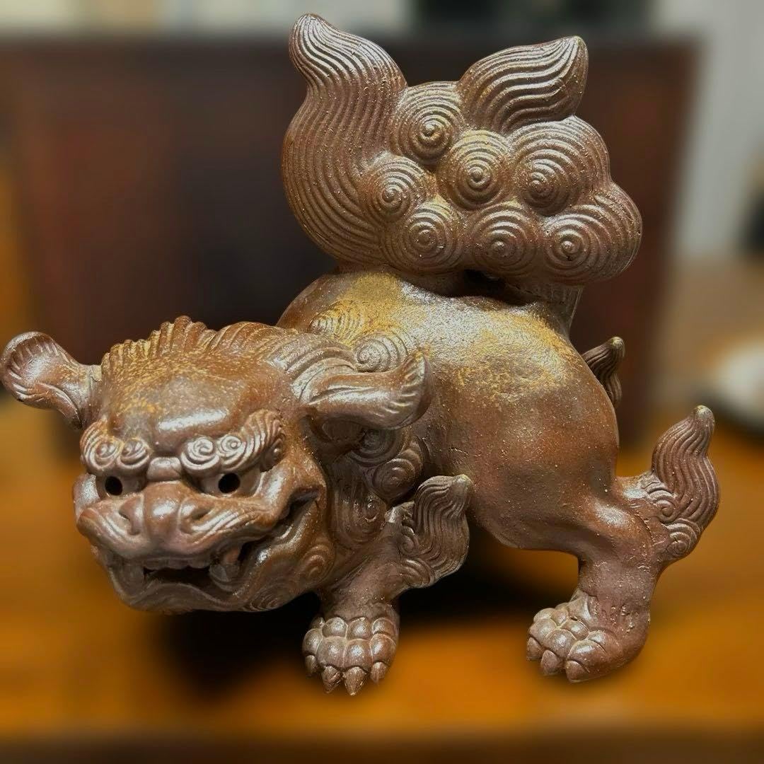 Amazon.co.jp: 備前焼 狛犬 獅子 縁起物 美術品 アンティーク