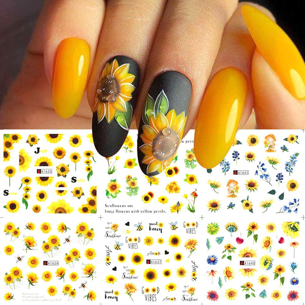 Sunflower Nail Art Water Decals