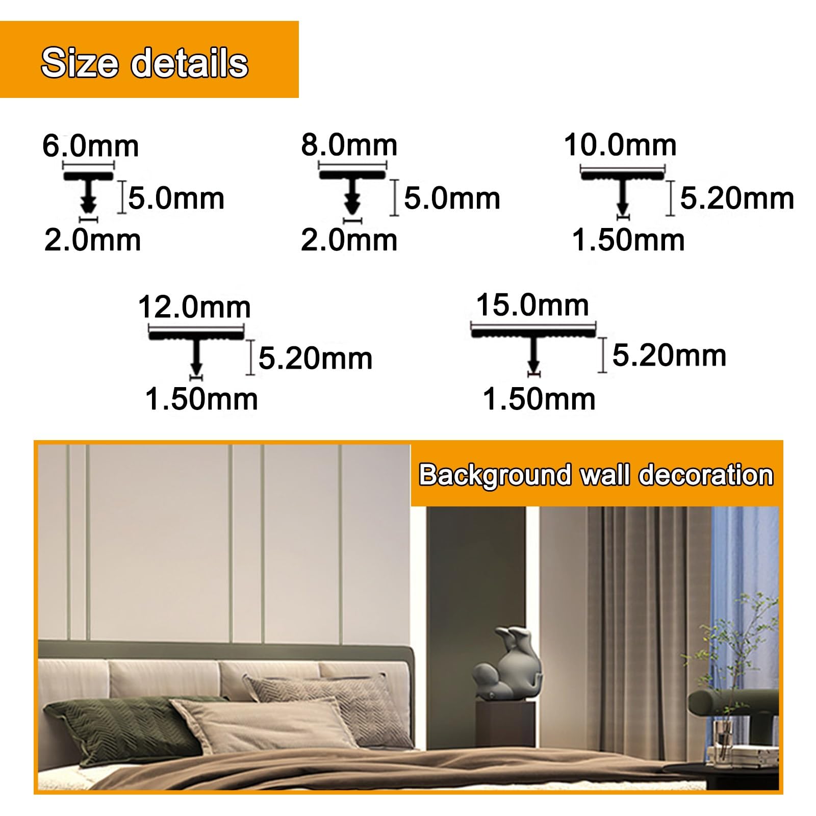 Aluminiowy profil T Trat, 100 cm, 3 sztuki, separator progowy podłogowy i listwa wykończeniowa, do drewna i płytek (biały, 15,0 mm)