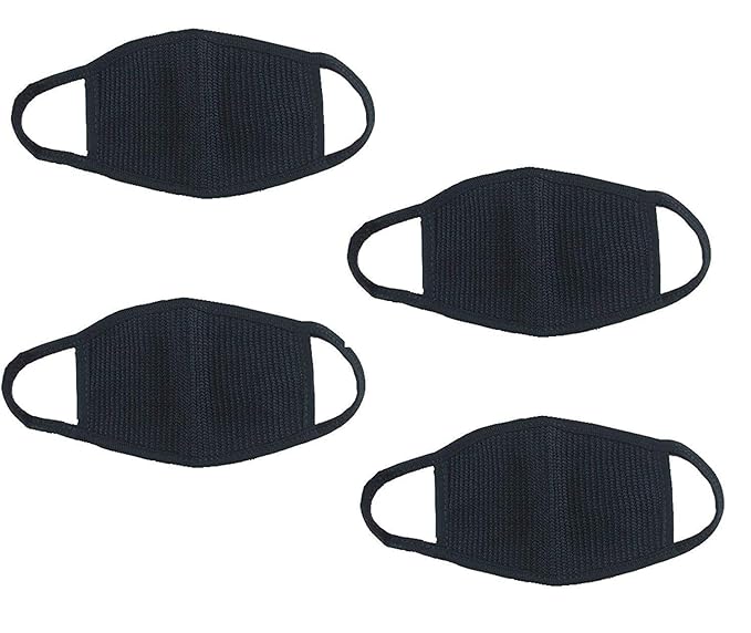 Fashiol Face mask for dust Pollution for Men Women Kids Bike Bikers air Anti Pollution dustproof mask Washable Reusable, Black (Pack of 4)