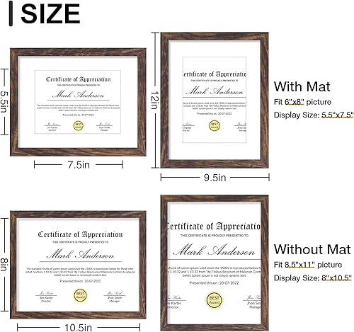 Vista 95 de Vittanly - Juego de 9 portarretratos, plexiglás resistente a rupturas, exhibe fotos de 12 x 12 pulgadas o, con paspartú, de 8 x 8 pulgadas, marcos