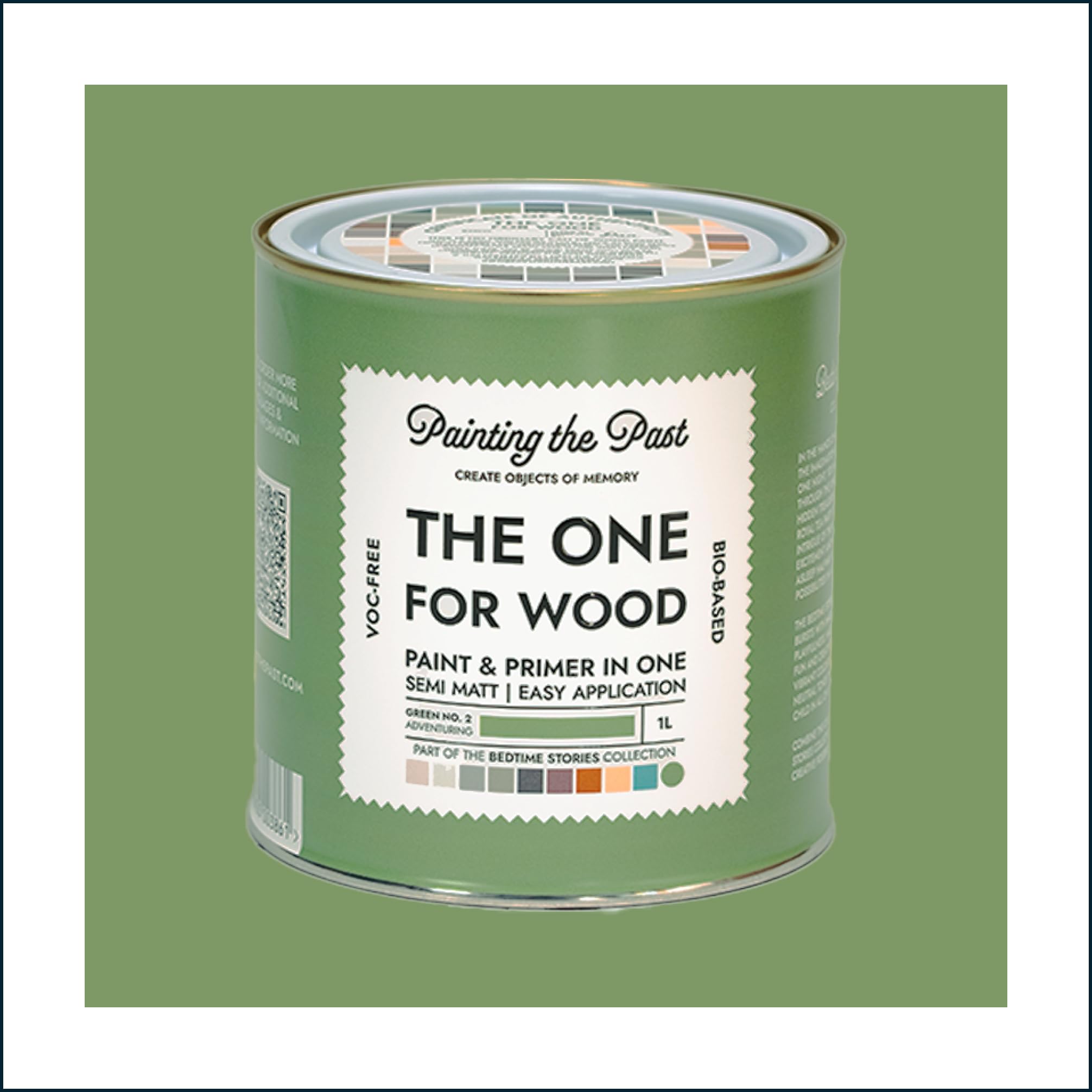 Painting The Past Green No. 2 Adventuring The One For Wood Paint & Primer 1L | Semi Matt Finish, Bio-Based & Voc-Free Formula For Wooden Furniture & Surfaces | Durable & Easy Indoor Home Decorating