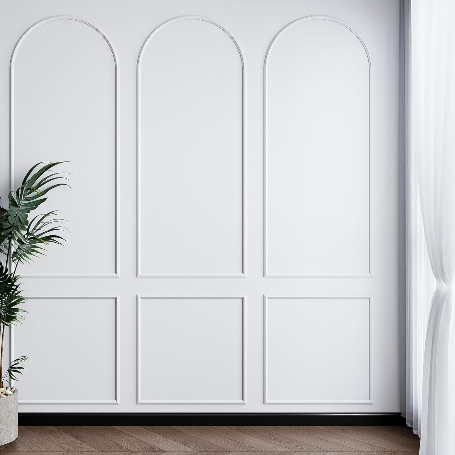 3 Set Arch Wall Molding Kit Peel and Stick Arch Premade Accent Wainscoting Panel Wall Panel Decor Accent Pre Cut Trim Kit for Walls Molding DIY Home Bedroom Living Room Decor(54 x 24 in)