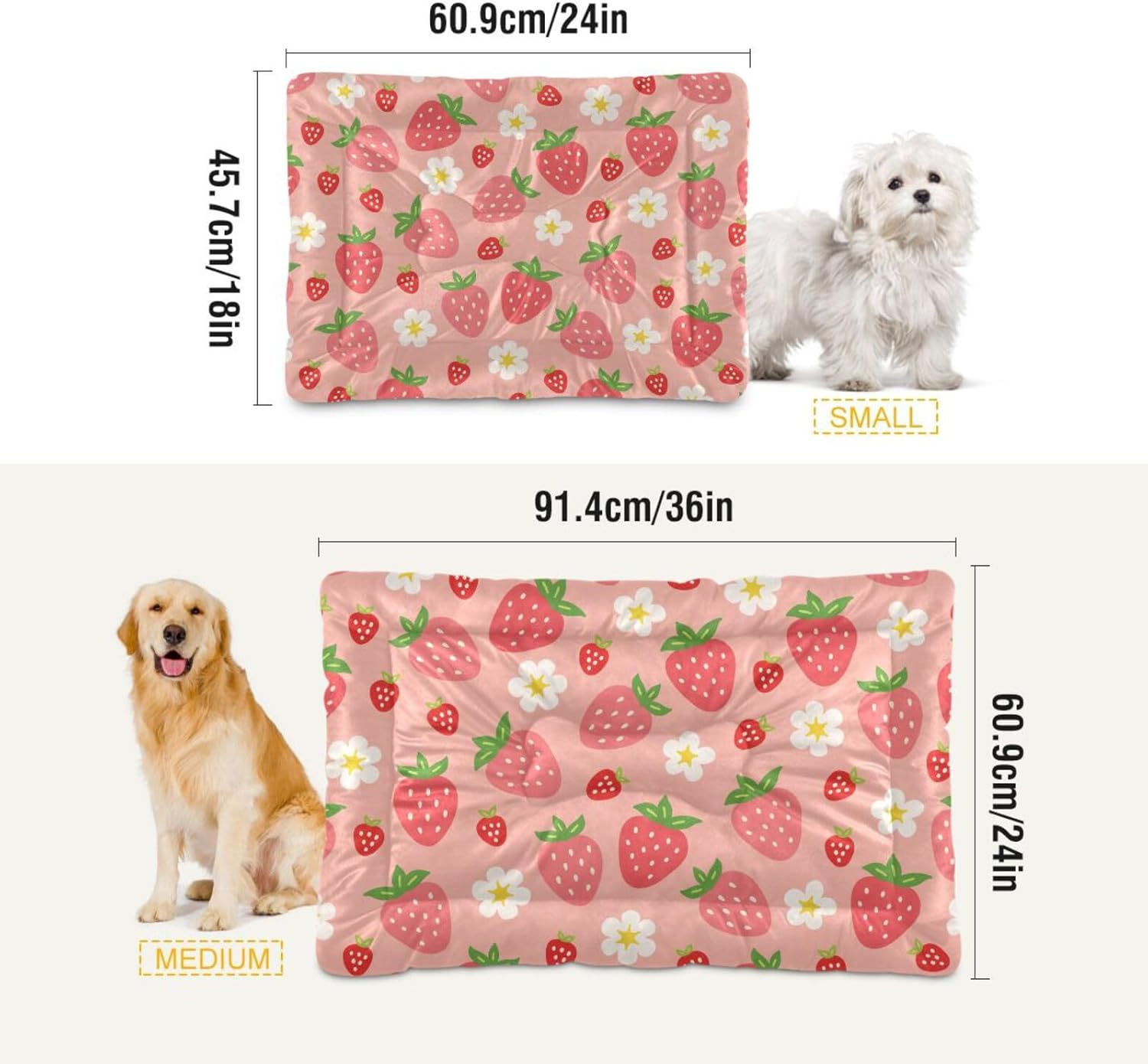 review xigua Strawberry Pet Bed, Soft Anti-Slip Dog Cat Bed Pet Mattress for Small Medium Large Dogs and Cats, 24 x 18 Inch
