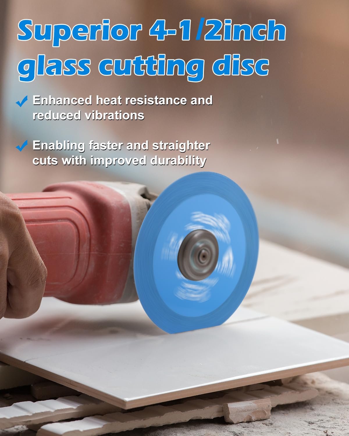 Glass Cutting Disc 4-1/2 Inch for Angle Grinder 7/8" (Model 115/125), 5 Pack Diamond Cutting Blade Disc, Ultra-Thin Sanding Blade Grinding for Tile, Glass, Jade, Crystal, Wine Bottles