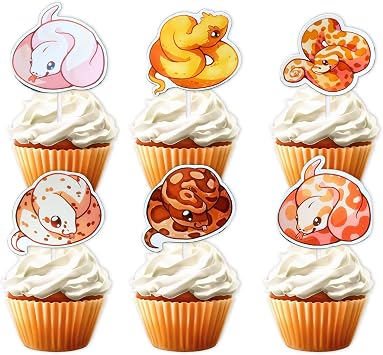 18pcs Glitter Dessert Cupcake Reptile Pet Snake Theme Decor Supplies Baby Shower Boys Girls Happy Birthday Party Decorations