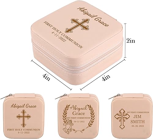 Miniatura 7 de Regalos de primera comunión para niñas, joyero personalizado para la primera comunión con nombre personalizado, fecha, primera comunión, caja de